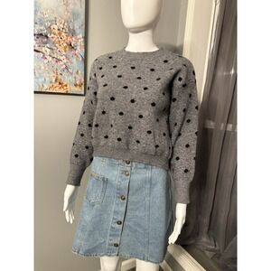 Sweater M Black Dot on Gray Cropped Top Punk‎ Rock Retro Boho Chic Unbranded EUC